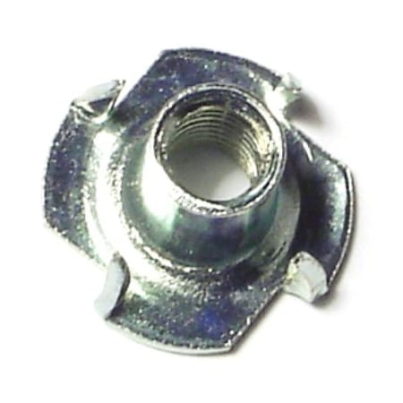 Midwest Fastener T-Nut, 4 Prongs, M8, Steel, Zinc Plated, 15 mm Barrel Ht, 10 PK 72524